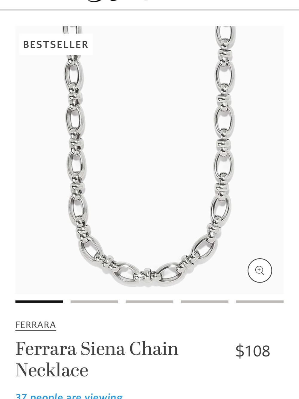 Brighton Silver-Tone Oval Link Necklace NWT - Picture 2 of 9